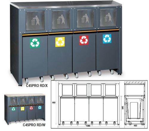 Beta C45PRO RD/W Rögzített szelektív hulladéktároló modul a C45PRO műhelyberendezés összeállításhoz (045000240)