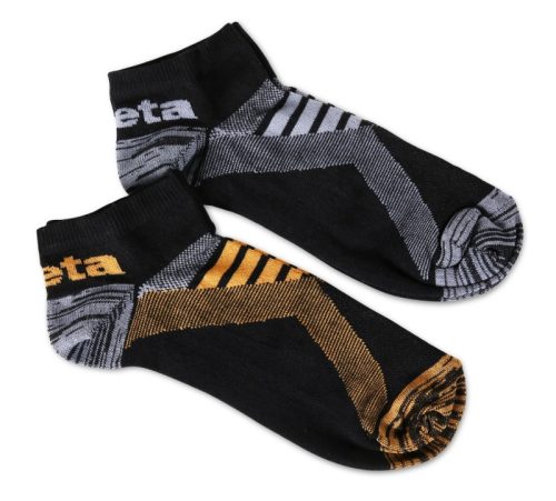 Beta 7431P Két pár sneaker zokni szellőző betétekkel Egy pár fekete/narancs és egy pár fekete/szürke színű zokni.M (074310102)