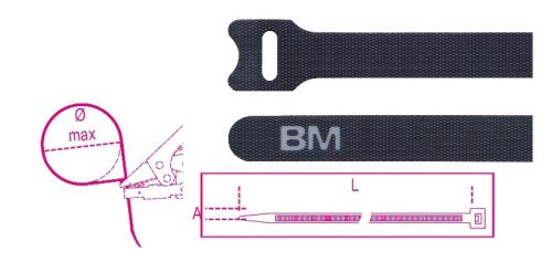 Beta BMNV2312 Tépőzáras kábelkötegelő szalag, fekete (BMNV2312)