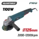 BORMANN PRO Sarokcsiszoló, állítható fordulatszám 1100W, Φ125mm , 3000-12000rpm (BAG1105)