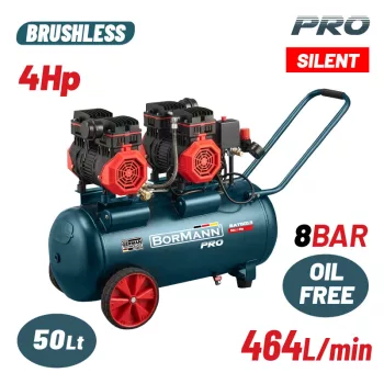   BORMANN Pro Olajmentes csendes kompresszor (Brushless, 4 LE, 50 L, 464 L/min)