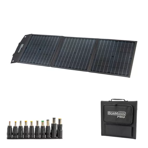 BORMANN Pro Napelem összecsukható kivitelben hordozható energiaállomáshoz, 60 W, 18 V / 3,3 A, USB-A és USB-C  (BBC5011)