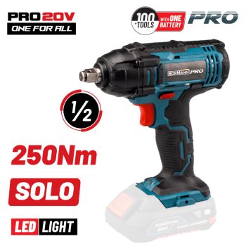   BORMANN Pro akkumulátoros ütvecsavarozó 1/2" 20V, Li-Ion, 250Nm (akku és töltő nélkül) (BBP3400)