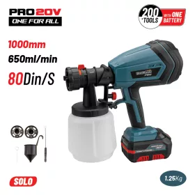   BORMANN Pro Akkus festékszóró pisztoly 20 V, 1 literes tartállyal, akku és töltő nélkül (BBP3620)