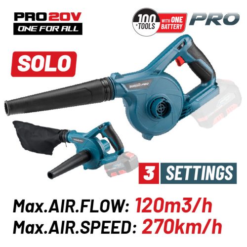 BORMANN Pro akkumulátoros lombfúvó 20V, levegősebesség 270Km/h (akku és töltő nélkül) (BBP3700)