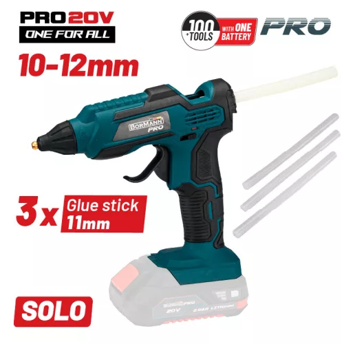 BORMANN Pro akkumulátoros ragasztópisztoly 20V, LED, Φ10-12mm (akku és töltő nélkül) (BBP3900)
