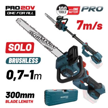   BORMANN Pro BBP3930 AKKUMULÁTOROS TELESZKÓPOS LÁNCFŰRÉSZ 20V, 0,7-1m, 30cm, 1,9Kg, 1/4"1,1mm, 53 láncszem, csak gép (BBP3930)