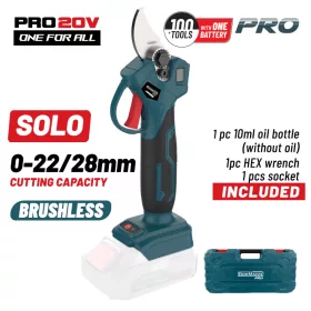   BORMANN Pro BBP4128C AKKUMULÁTOROS METSZŐOLLÓ 20 V, SZÉNKEFE NÉLKÜLI, KAPACITÁS 0-22/28 MM, 1 kg, BMC, csak gép (BBP4128C)