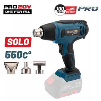   BORMANN Pro akkumulátoros hőlégfúvó 20V, Li-Ion, 550°C, 200L/perc (akku és töltő nélkül) (BBP5250)
