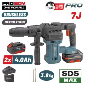   BORMANN Pro BBP5311X44CA AKKUS SZÉNKEFEMENTES ütvefúró BONTÓKALAPÁCS 20V, 2x4.0Ah, SDS-MAX,,7J & BMC (BBP5311X44CA)