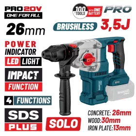   BORMANN Pro BBP5315 AKKUS SZÉNKEFEMENTES FÚRÓKALAPÁCS 20 V SDS-PLUS SZÉNKEFEMENTES 20 V, 3,5 J, 0-1150 ford/perc, EGYSZERŰ (BBP5315)