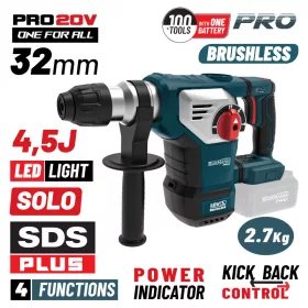   BORMANN Pro BBP5335 AKKUS SZÉNKEFEMENTES FÚRÓKALAPÁCS 20 V SDS-PLUS SZÉNKEFEMENTES 20 V, BMC TOK, csak gép (BBP5335)