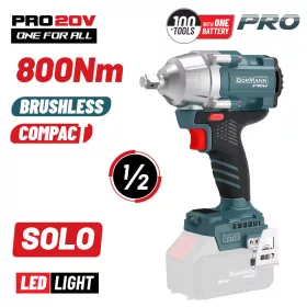   BORMANN Pro akkus szénkefe nélküli ütvebehajtó kulcs 20V, Lli-ion, 800Nm, 0-1400/1900/2400rpm, akku töltő nélkül (BBP5385)
