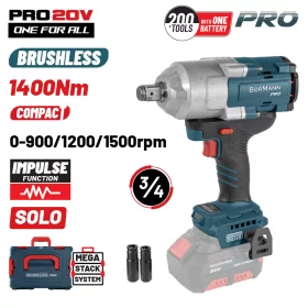   BORMANN Pro Akkus ütvecsavarozó 20 V, 1400 Nm, 3/4", szénkefementes, géptest (BBP5391CA)