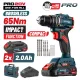 BORMANN PRO Akkus ütvefúró csavarozó gép, Kompakt, szénkefe nélküli 20V, 2X2ah Li-Ion, 65Nm (BBP5401X22CA)