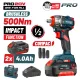 BORMANN PRO Akkus Ütvecsavarozó, Kompakt, szénkefe nélküli 20V, Li-Ion, 2x4.0Ah Akku+ töltő, 500Nm, Kofferben (BBP5422X44CA)