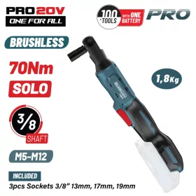   BORMANN Pro Akkus racsnis csavarkulcs 20V 3/8”, 70 Nm szénkefementes, géptest (BBP5423)