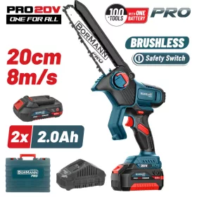   BORMANN Pro BBP5441X22C AKKUS MINI LÁNCFŰRÉSZ 20V,  2x2 Ah akku, SZÉNKEFEMENTES, 20CM, 1,3KG (BBP5441X22C)