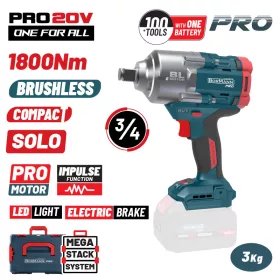   BORMANN Pro Akkus ütvecsavarozó 20 V, 3/4”, 1800 Nm, szénkefementes (BBP5456CA)
