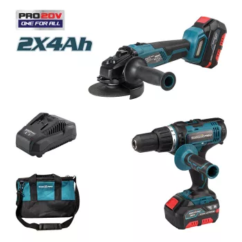   BORMANN Pro AKKUMULÁTOROS FÚRÓ ÉS SAROKCSISZOLÓ 20V, Li-Ion+AKKU 2 X4Ah + TÖLTŐ  (BBP9210)