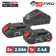 BORMANN Pro BBP9922 Kezdőkészlet 20 V, 2 db 2,0 Ah-s akkumulátor és 2,4 A-es töltő (BBP9922)