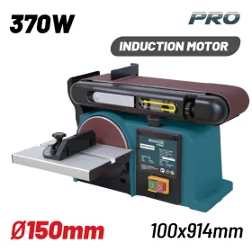   BORMANN Pro Elektromos csiszológép kombinált szalag és korong csiszoló 370W, 100x915mm, Φ150mm (BBS1560)