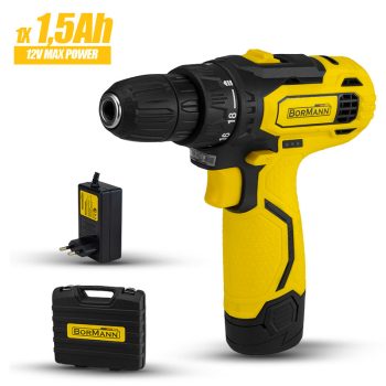   BORMANN Lite akkumulátoros fúró-csavarozógép Li-Ion 12V, 128 darabos szerszámkészlettel, 1X1,5Ah akku, 20Nm (BCD2020)