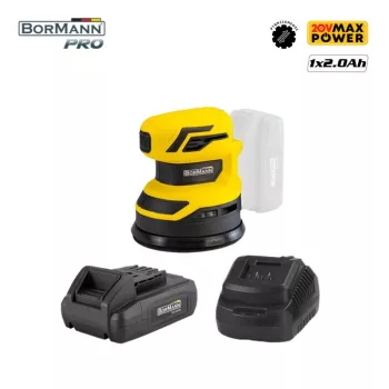   BORMANN AKKUMULÁTOROS 20V-OS EXCENTERES CSISZOLÓ  AKKUMULÁTORRAL ÉS TÖLTŐVEL (BCD4100)