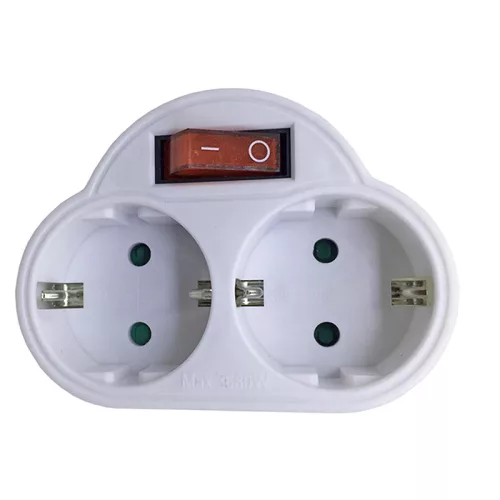 BORMANN Adapter, konnektor elosztó,  2 földelt aljzattal, kapcsolóval (BCR1145)