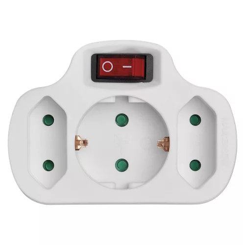 BORMANN Adapter, konnektor elosztó, ( 1 földelt, és  2 EU ) kapcsolóval (BCR1155)