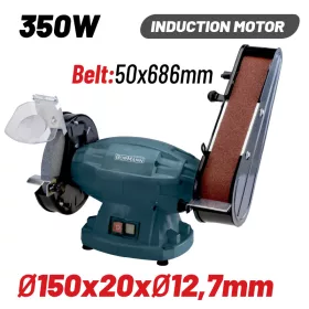   BORMANN Pro Asztali kettős köszörűgép Φ150mm, 350W szalagcsiszolóval 50x686mm (BDT1520)