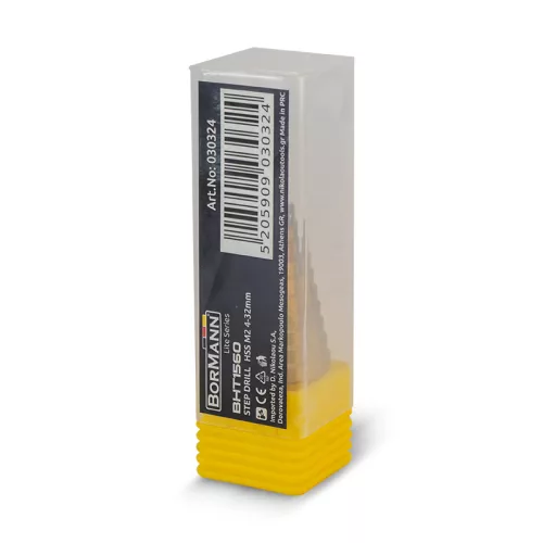 BORMANN Pro Lépcsős fúró 4–32 mm, HSS M2 gyorsacélból, titánbevonattal (BHT1560)