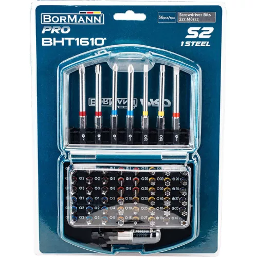 BORMANN Pro CSAVARHÚZÓ BIT KÉSZLET 56 DARABOS,  ADAPTERREL (BHT1610)