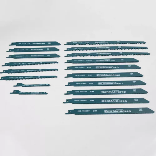 BORMANN Pro Orrfűrészlap / szablyafűrészlap készlet, 92–240 mm, CrV, BIM és HM kivitel, 18 részes (BHT1640)