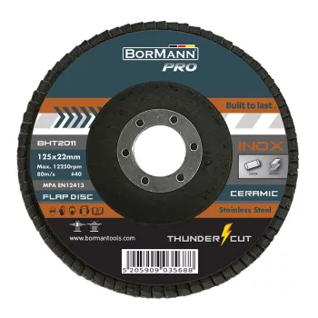   BORMANN Pro Csiszolókorong ''THUNDER-CUT" INOX KERÁMIA PENGÉKKEL Φ125x22 #40 (BHT2011)