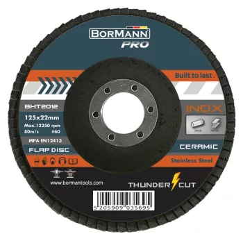   BORMANN Pro Csiszolókorong ''THUNDER-CUT" INOX KERÁMIA PENGÉKKEL Φ125x22 #60ι (BHT2012)