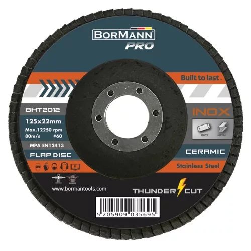 BORMANN Pro Csiszolókorong ''THUNDER-CUT" INOX KERÁMIA PENGÉKKEL Φ125x22 #60ι (BHT2012)