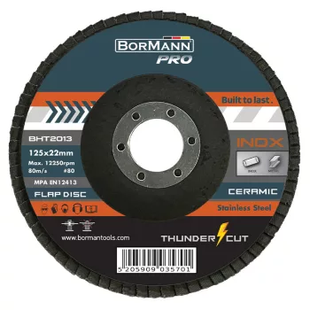   BORMANN Pro Csiszolókorong ''THUNDER-CUT" INOX KERÁMIA PENGÉKKEL Φ125x22 #80  (BHT2013)