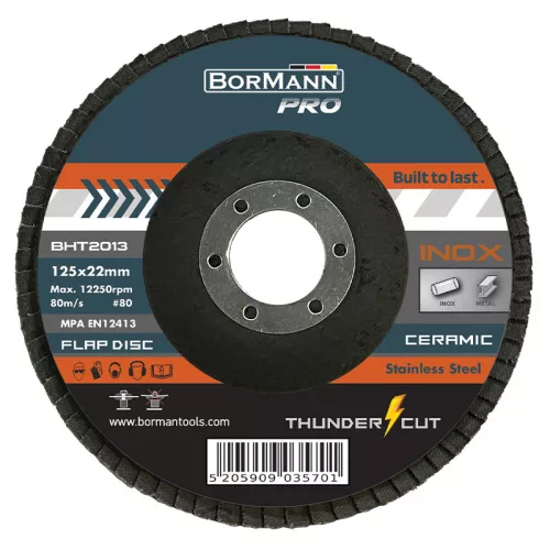 BORMANN Pro Csiszolókorong ''THUNDER-CUT" INOX KERÁMIA PENGÉKKEL Φ125x22 #80  (BHT2013)