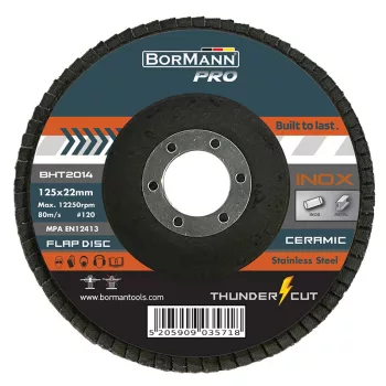   BORMANN Pro Csiszolókorong ''THUNDER-CUT" INOX KERÁMIA PENGÉKKEL Φ125x22 #120  (BHT2014)
