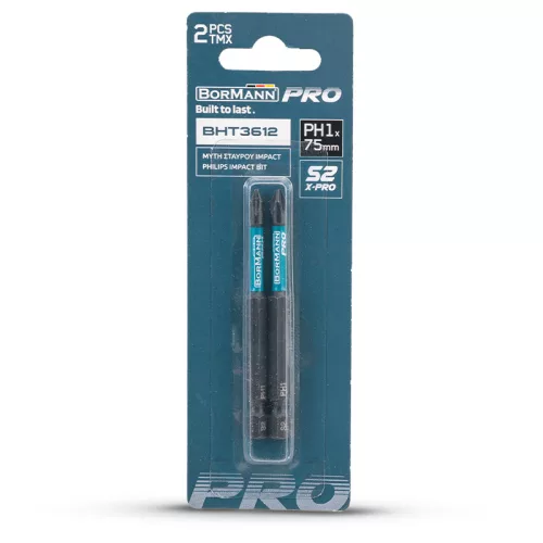 BORMANN Pro philips ütvecsavarozó  bit s2 x-pro ph1x75mm 2db (BHT3612-2)