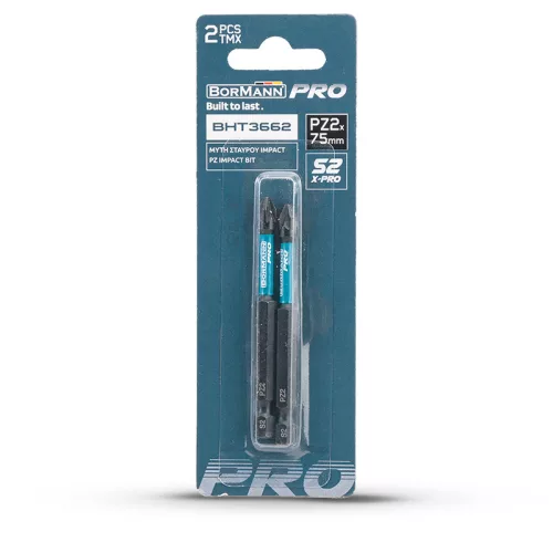 BORMANN Pro ütvecsavarozó bit s2 x-pro pz2x75mm 2db (BHT3662-2)