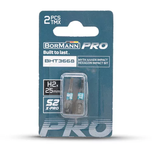 BORMANN Pro hexagon impact bit s2 x-pro h2x25mm 2db (BHT3668-2)