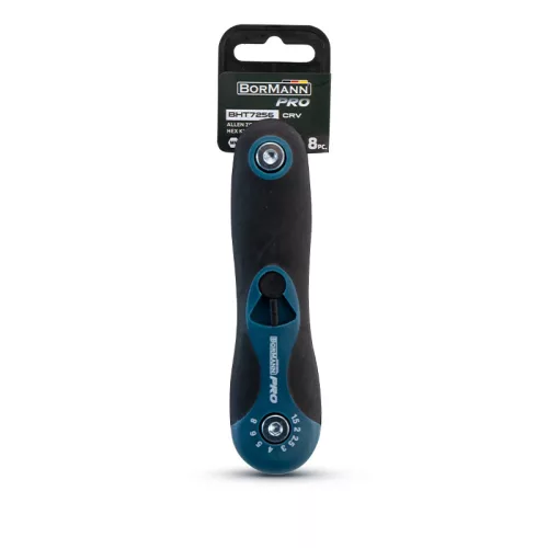 BORMANN Pro Imbuszkulcs készlet összecsukható, 8 részes, 1,5–8 mm, Cr-V (BHT7256)