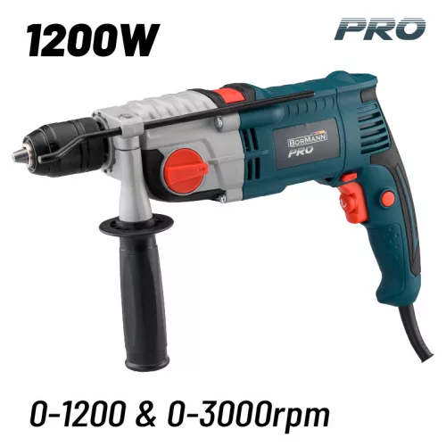 BORMANN Pro 2 sebességES ütvefúró 1200 W, 13mm gyorstokmány (BID1300)