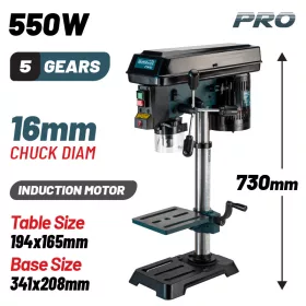   BORMANN Pro Állványos fúrógép 550W, 16 mm tokmány, LÉZER (BKD1655)