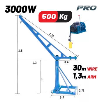   BORMANN Pro ELEKTROMOS ÉPíTŐIPARI DARU ( csörlő ) támasztó talppal,  ALAPPAL, 500Kg 30 méter (BPA6100)