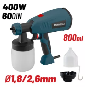   BORMANN Lite elektromos HVLP FestékSZÓRÓ Pisztoly 400 W, 800 ml, 60 din, Φ1,8/2,6 mm (BPG8100)