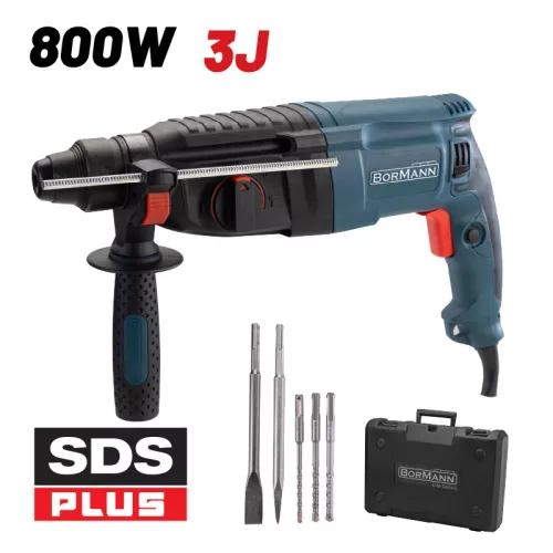 BORMANN Pro Fúró-Véső kalapács SDS-Plus befogás, 800W, Ütőerő: 3J +tartozékok (BPH3010)
