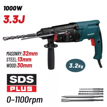   BORMANN BPH3015 Ütve fúró-véső gép ( fúrókalapács )  SDS-Plus, 1000 Watt, 3,3 Joule, 0–1100 fordulat/perc és BMC  kofferben (BPH3015)